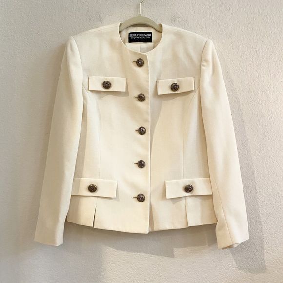 Herbert Grossman Vintage Union Made Jacket Cream ILGWU Made In USA Retro 80s - Picture 1 of 11